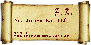 Petschinger Kamilló névjegykártya
